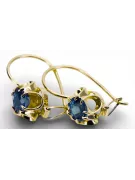 Kolczyki z żółtego 14k złota 585 z Akwamarynem vec035y Rosyjski Styl Vintage Art Deco